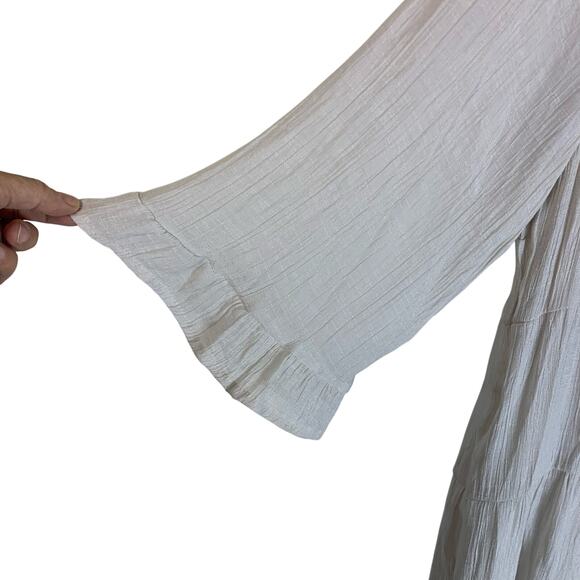 Boho Tiered Midi Dress Pale Grey  Relaxed Fit Size XL Fairy Lagenlook - Picture 5 of 8